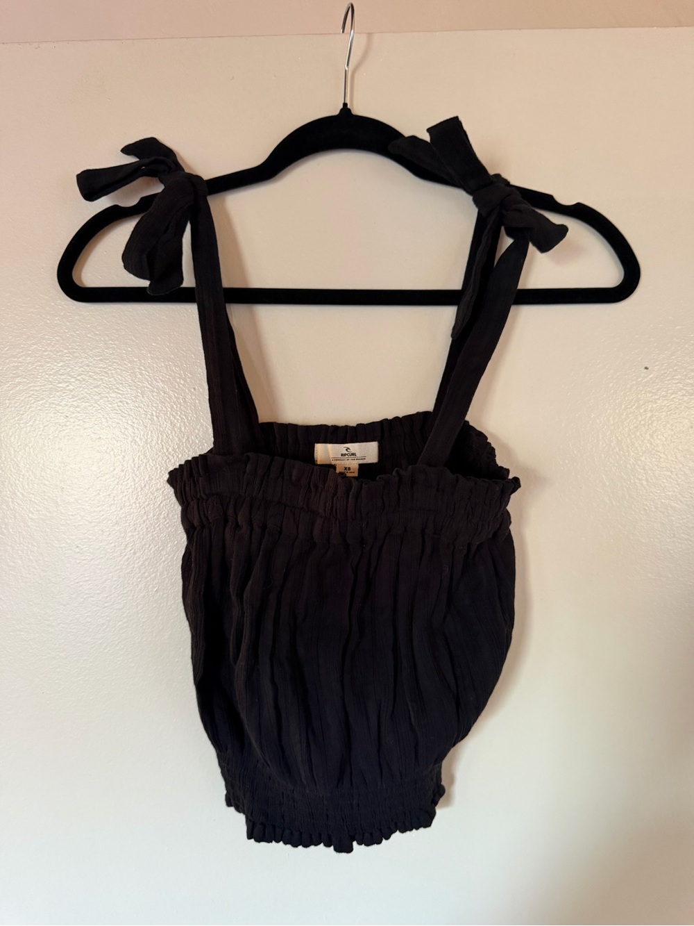 Rip Curl Black Smocked Tie-Shoulder Camisole